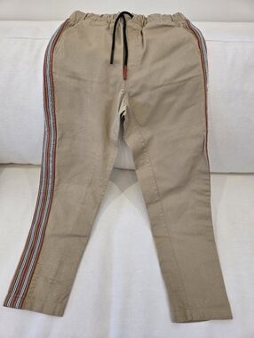 Burberry Boys Tan Jogger Pants with Multi-Stripe Side Detail